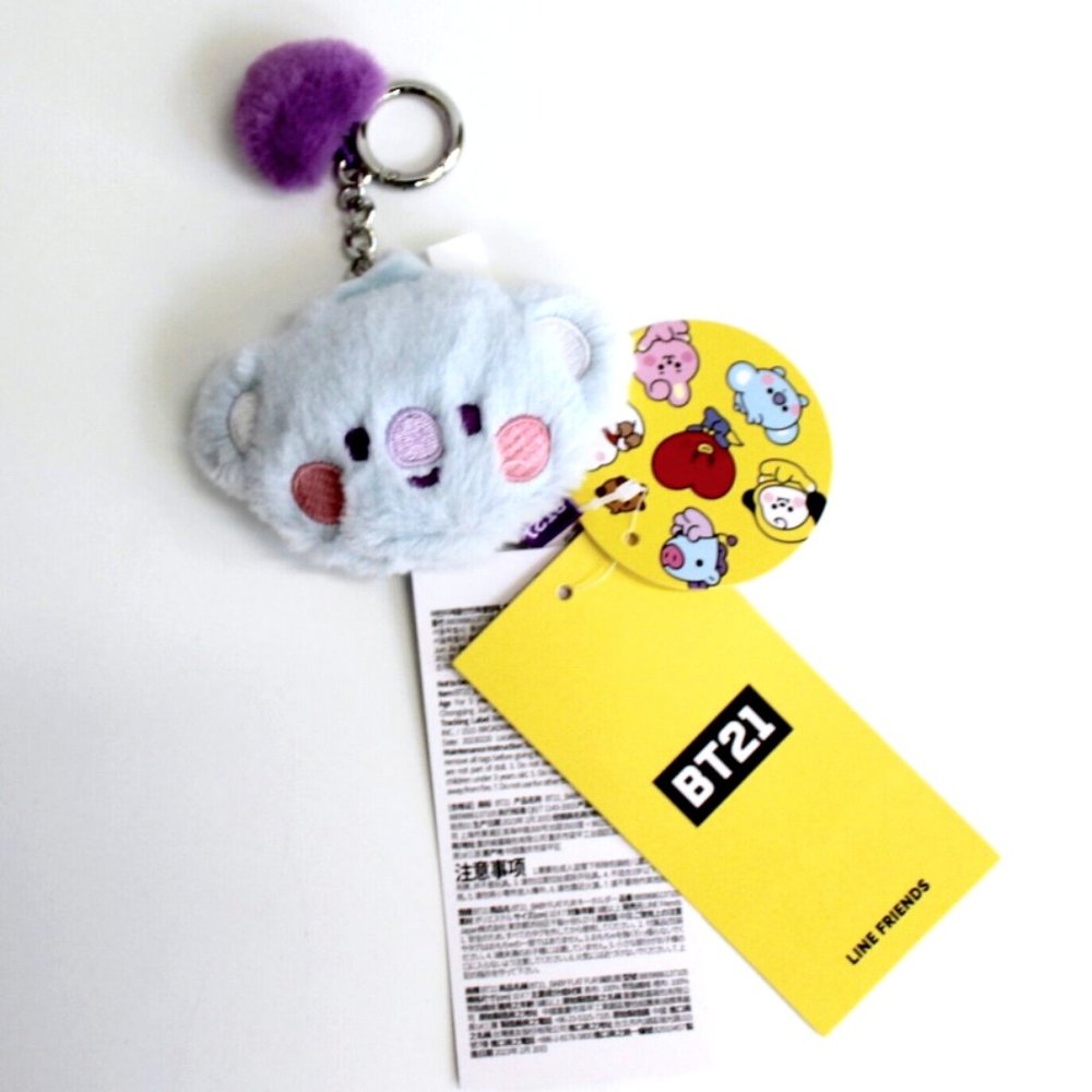 BT21 BTS Baby Koya Flat Fur Face Doll Plush Bag Charm Keyring